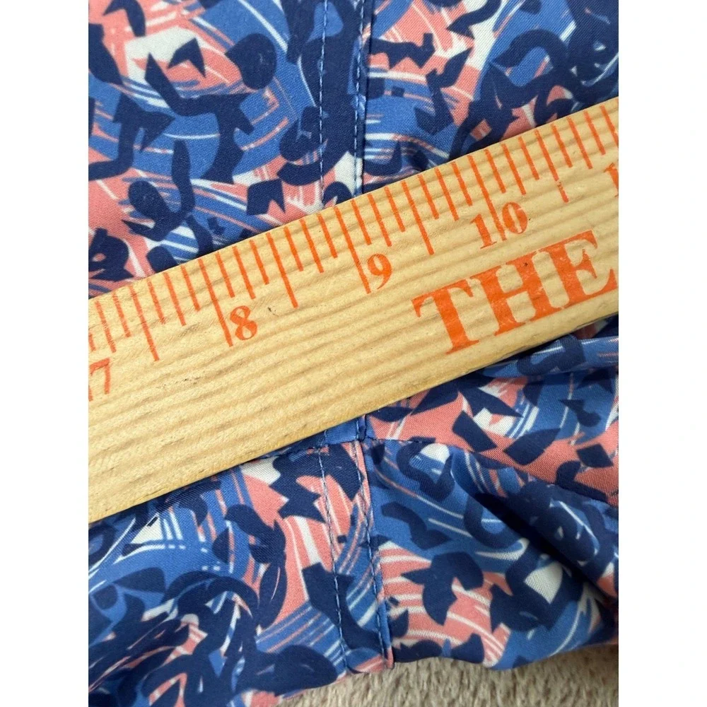 Peter Millar Seaside Board Short Men XL Blue Abstract Swirl Swim Trunk Lined EUC